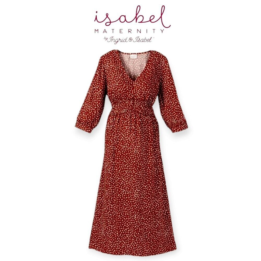 Brick Red Isabel Maternity Leopard Print Empire Waist Spring Dress Medium NWT